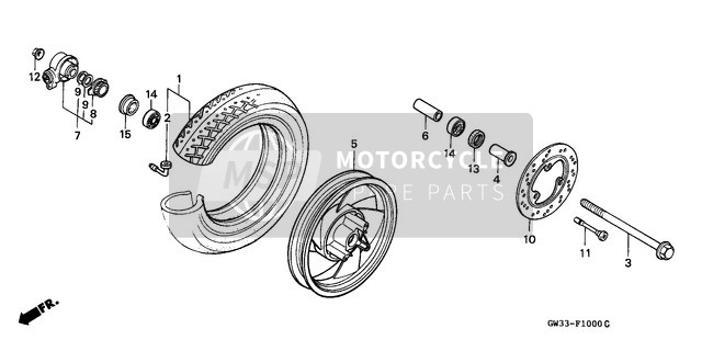 44301KS4000, Perno Ruota Ant., Honda, 1